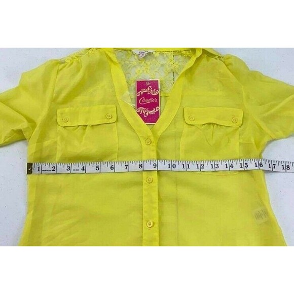 Candie's Yellow Tie-Front Button-Down Top Blouse Women's Size XS   NWT - Picture 7 of 10